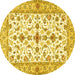 Round Persian Yellow Traditional Rug, tr3527yw