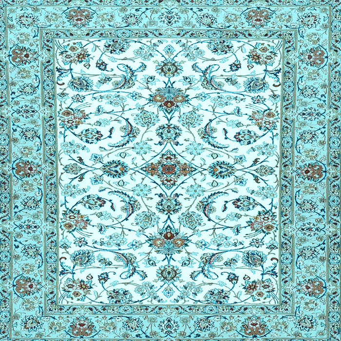 Square Machine Washable Persian Light Blue Traditional Rug, wshtr3527lblu