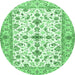 Round Persian Emerald Green Traditional Rug, tr3527emgrn