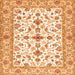 Round Machine Washable Persian Orange Traditional Area Rugs, wshtr3527org