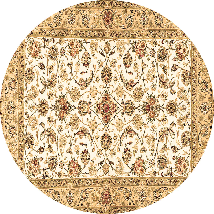 Round Machine Washable Persian Brown Traditional Rug, wshtr3527brn