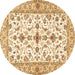 Round Machine Washable Persian Brown Traditional Rug, wshtr3527brn