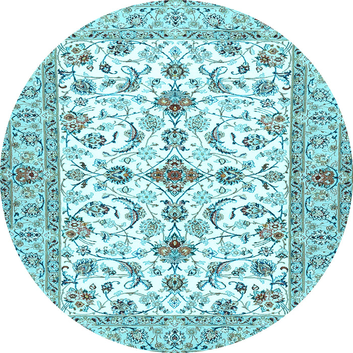 Round Persian Light Blue Traditional Rug, tr3527lblu