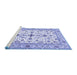 Sideview of Machine Washable Persian Blue Traditional Rug, wshtr3527blu