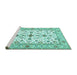 Sideview of Machine Washable Persian Turquoise Traditional Area Rugs, wshtr3527turq