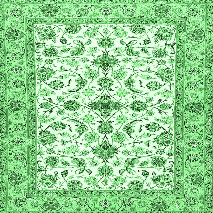 Square Machine Washable Persian Emerald Green Traditional Area Rugs, wshtr3527emgrn