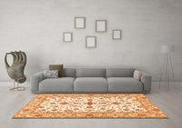 Machine Washable Persian Orange Traditional Rug, wshtr3527org