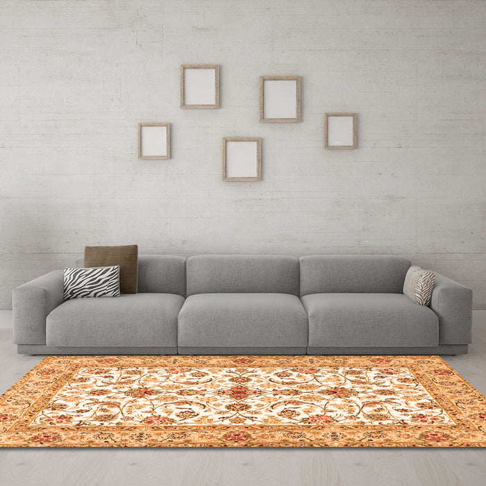 Machine Washable Persian Orange Traditional Area Rugs in a Living Room, wshtr3527org