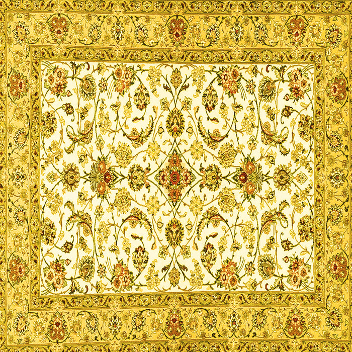 Square Machine Washable Persian Yellow Traditional Rug, wshtr3527yw