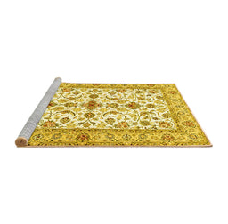 Sideview of Machine Washable Persian Yellow Traditional Rug, wshtr3527yw