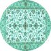 Round Persian Turquoise Traditional Rug, tr3527turq