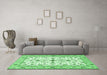 Machine Washable Persian Emerald Green Traditional Area Rugs in a Living Room,, wshtr3527emgrn