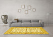 Machine Washable Persian Yellow Traditional Rug in a Living Room, wshtr3527yw