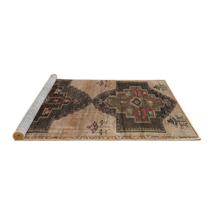 Sideview of Machine Washable Traditional Bakers Brown Rug, wshtr3528