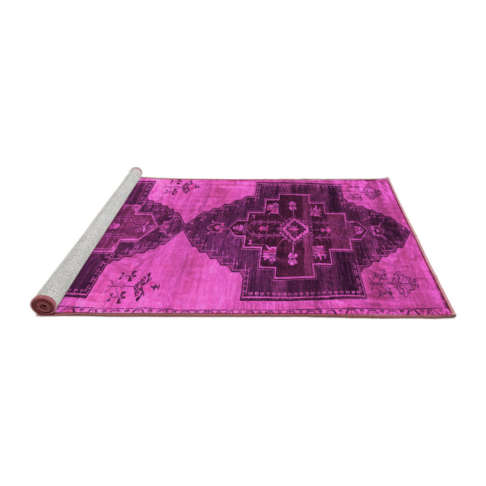 Sideview of Machine Washable Persian Pink Traditional Rug, wshtr3528pnk