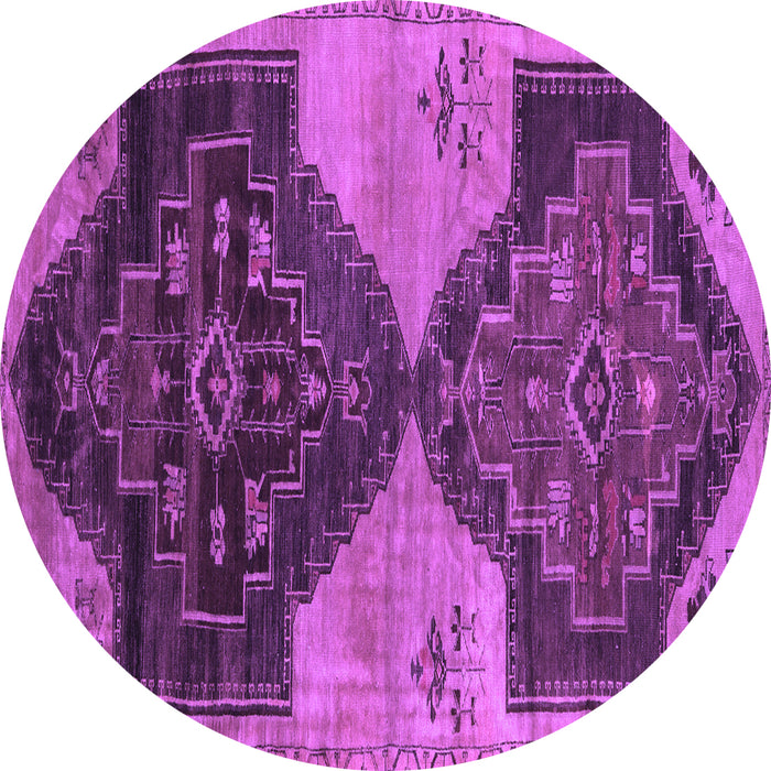 Round Persian Purple Traditional Rug, tr3528pur