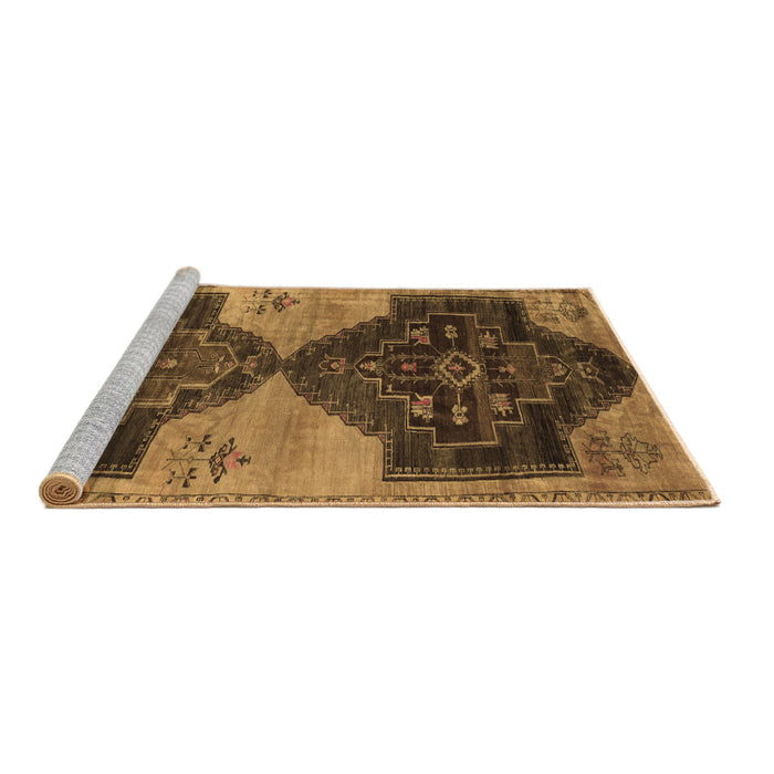 Sideview of Machine Washable Persian Brown Traditional Rug, wshtr3528brn