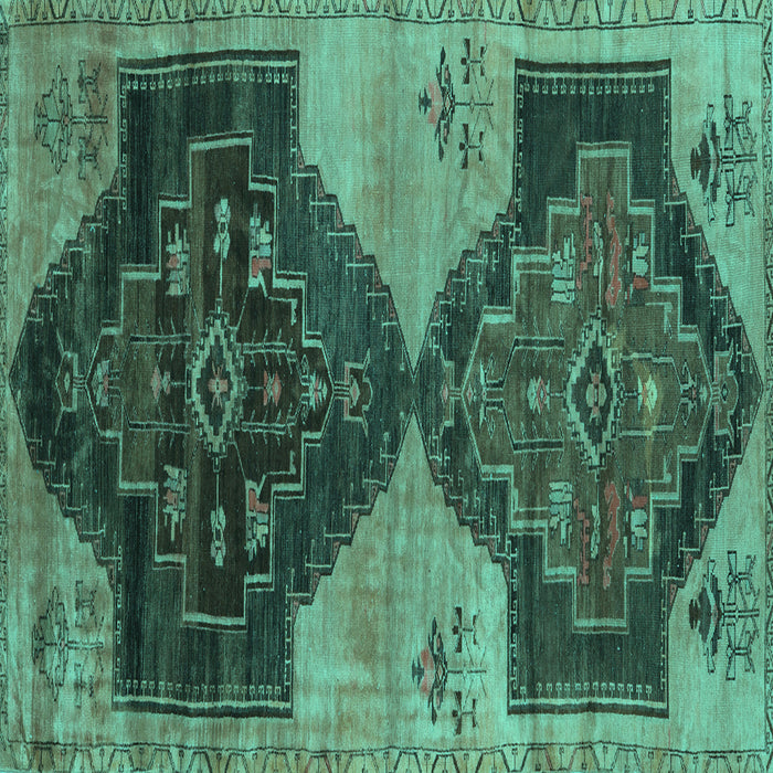 Square Persian Turquoise Traditional Rug, tr3528turq