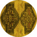 Round Persian Yellow Traditional Rug, tr3528yw
