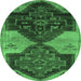 Round Persian Emerald Green Traditional Rug, tr3528emgrn