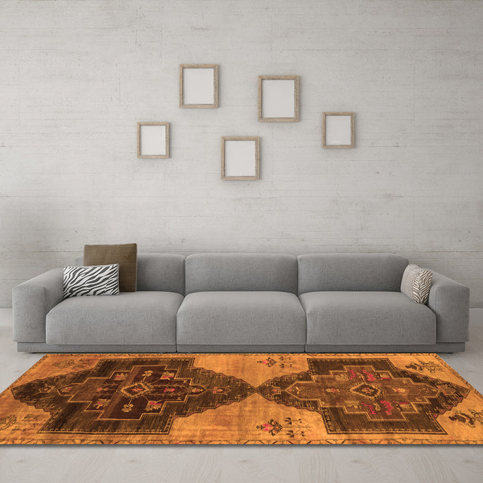 Machine Washable Persian Orange Traditional Area Rugs in a Living Room, wshtr3528org