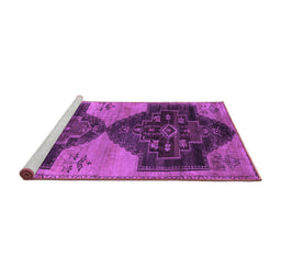 Sideview of Machine Washable Persian Purple Traditional Area Rugs, wshtr3528pur