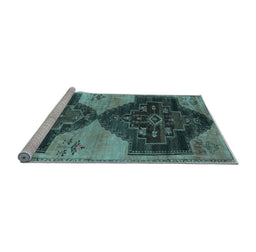 Sideview of Machine Washable Persian Light Blue Traditional Rug, wshtr3528lblu