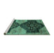 Sideview of Machine Washable Persian Turquoise Traditional Area Rugs, wshtr3528turq