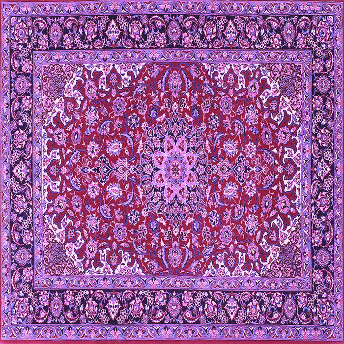 Square Machine Washable Medallion Purple Traditional Area Rugs, wshtr3529pur