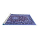 Sideview of Machine Washable Medallion Blue Traditional Rug, wshtr3529blu