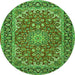 Machine Washable Medallion Green Traditional Area Rugs, wshtr3529grn