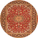 Square Medallion Orange Traditional Rug, tr3529org