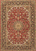 Machine Washable Medallion Brown Traditional Rug, wshtr3529brn