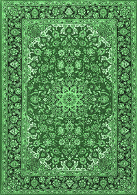 Medallion Emerald Green Traditional Rug, tr3529emgrn