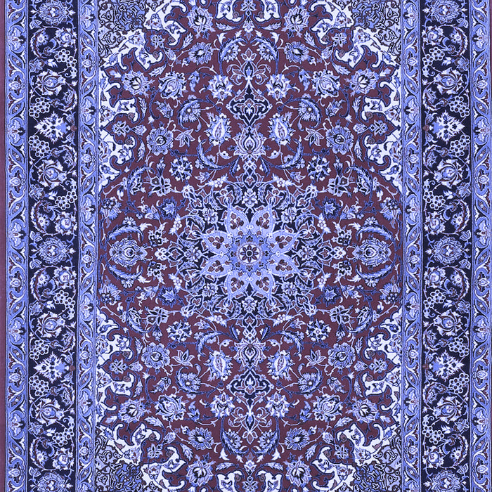 Machine Washable Medallion Blue Traditional Rug, wshtr3529blu