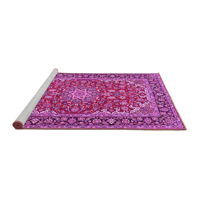 Sideview of Machine Washable Medallion Pink Traditional Rug, wshtr3529pnk