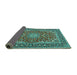 Sideview of Medallion Turquoise Traditional Rug, tr3529turq