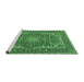 Sideview of Machine Washable Medallion Emerald Green Traditional Area Rugs, wshtr3529emgrn