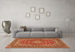 Machine Washable Medallion Orange Traditional Area Rugs in a Living Room, wshtr3529org