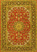 Machine Washable Medallion Yellow Traditional Rug, wshtr3529yw