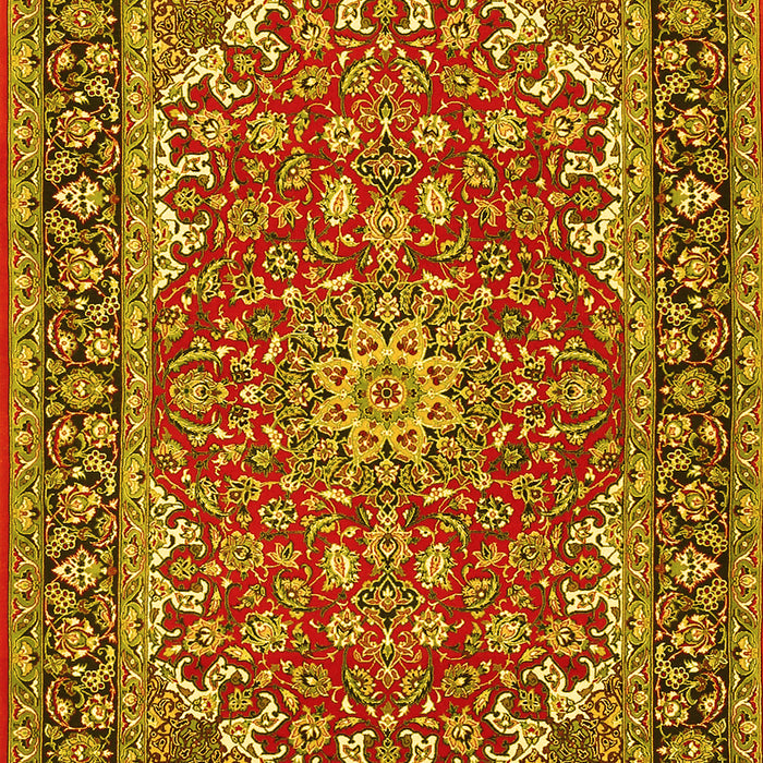 Machine Washable Medallion Yellow Traditional Rug, wshtr3529yw