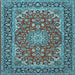 Square Medallion Light Blue Traditional Rug, tr3529lblu