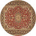 Round Medallion Brown Traditional Rug, tr3529brn