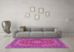 Machine Washable Medallion Pink Traditional Rug in a Living Room, wshtr3529pnk