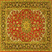 Square Medallion Yellow Traditional Rug, tr3529yw