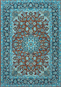 Medallion Light Blue Traditional Rug, tr3529lblu