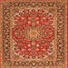 Serging Thickness of Medallion Orange Traditional Rug, tr3529org