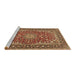 Sideview of Machine Washable Medallion Brown Traditional Rug, wshtr3529brn