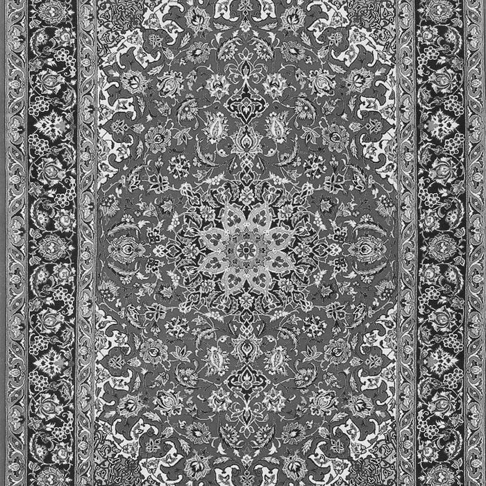 Serging Thickness of Machine Washable Medallion Gray Traditional Rug, wshtr3529gry