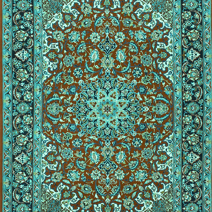 Machine Washable Medallion Turquoise Traditional Area Rugs, wshtr3529turq